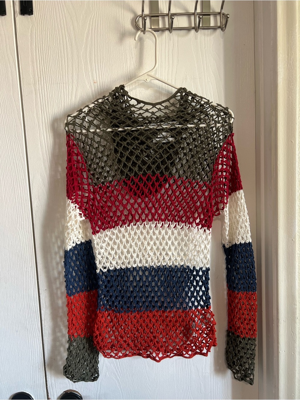 Tommy Hilfiger Crochet Handknit Cotton Swimsuit Coverup Hood Size L Colorful